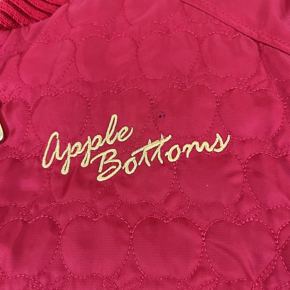 Apple Bottoms Jacket Womens Large Red Heart Quilted Down Bomber Logo Embroidery - Picture 6 of 12